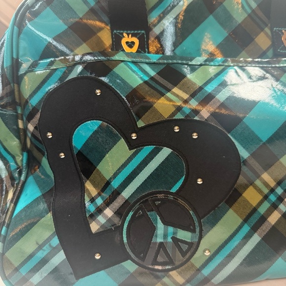 VTG  Plaid Tote Bag with Heart Accent Double Dutch Club - Picture 2 of 10